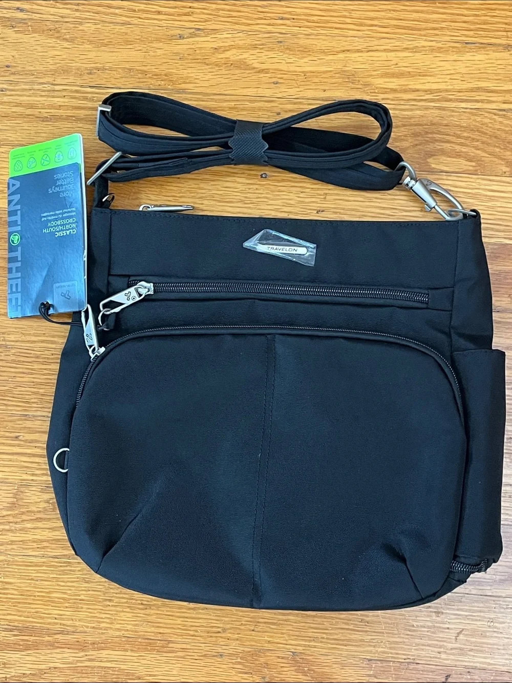 Travelon classic north south crossbody purse anti theft black new